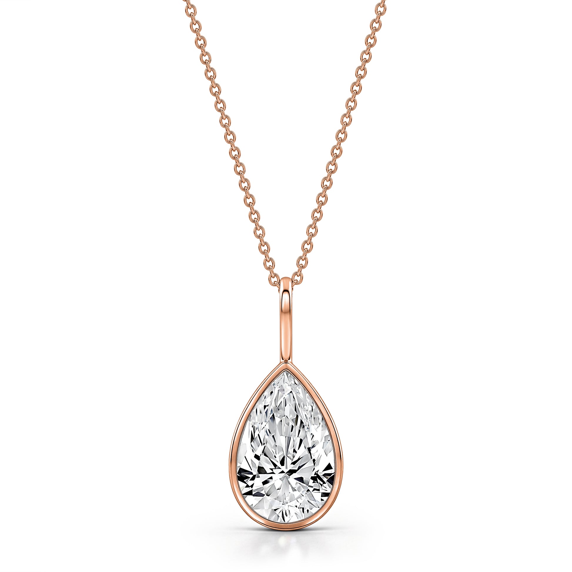 Roseate WaterDrop 3.00 carat pear-shaped lab-grown diamond pendant in 14k rose gold