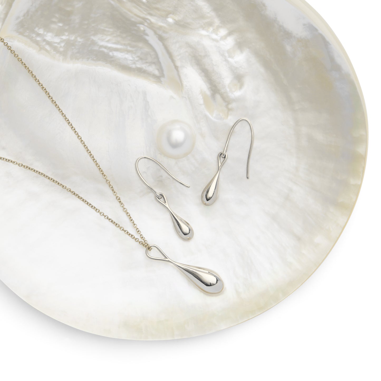 Roseate WaterDrop small pendant in sterling silver styled in context