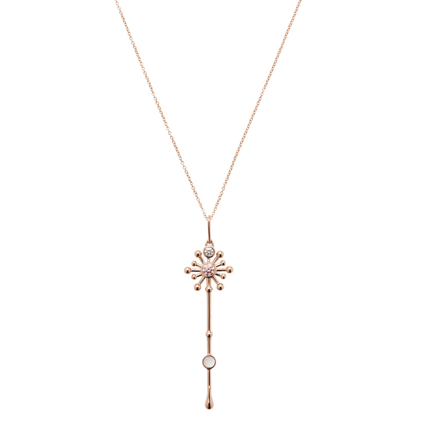 Light Wand Pendant in 18k Rose Gold and Pink Diamond