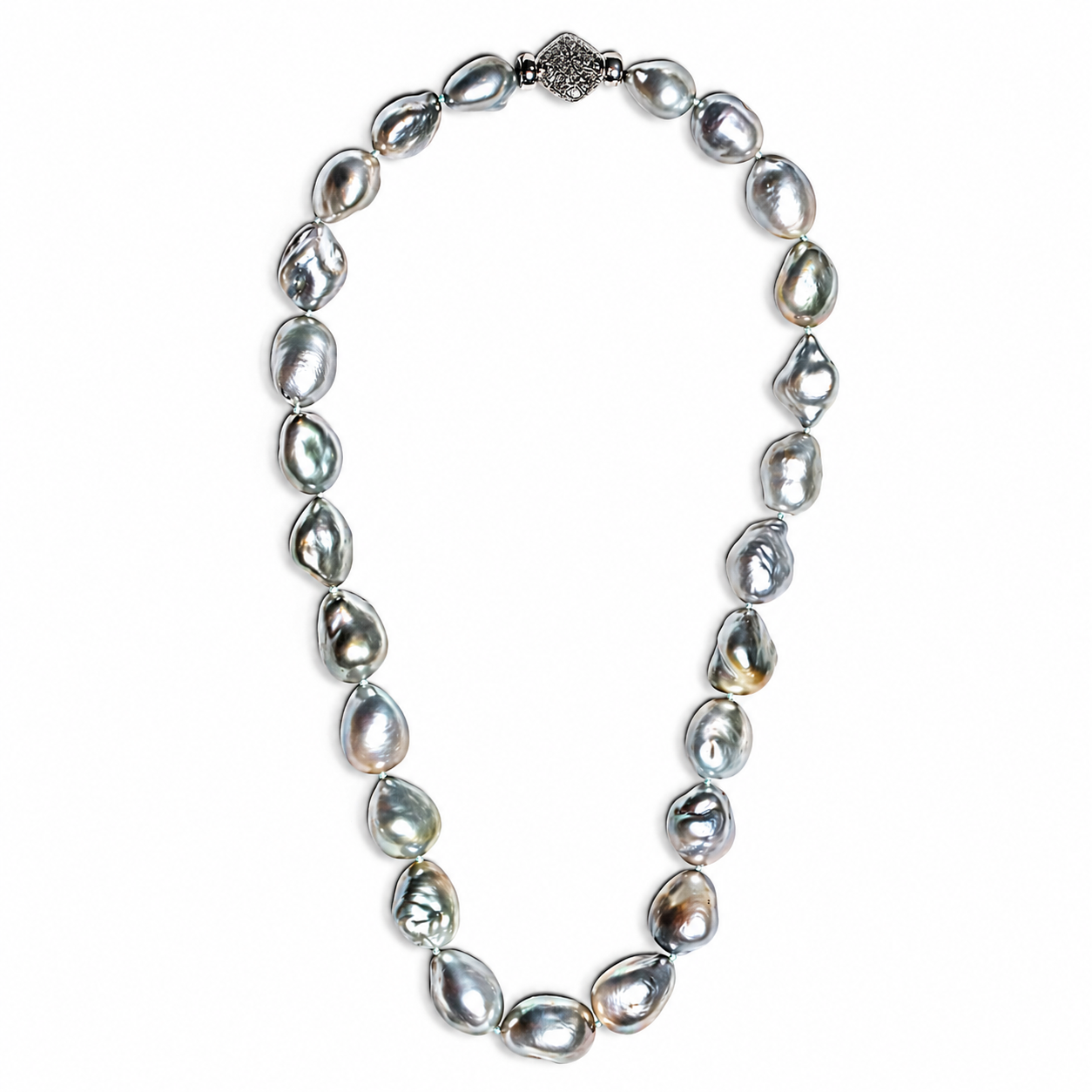 Tahitian baroque pearl necklace with pearls ranging 9.1mm to 13.9mm