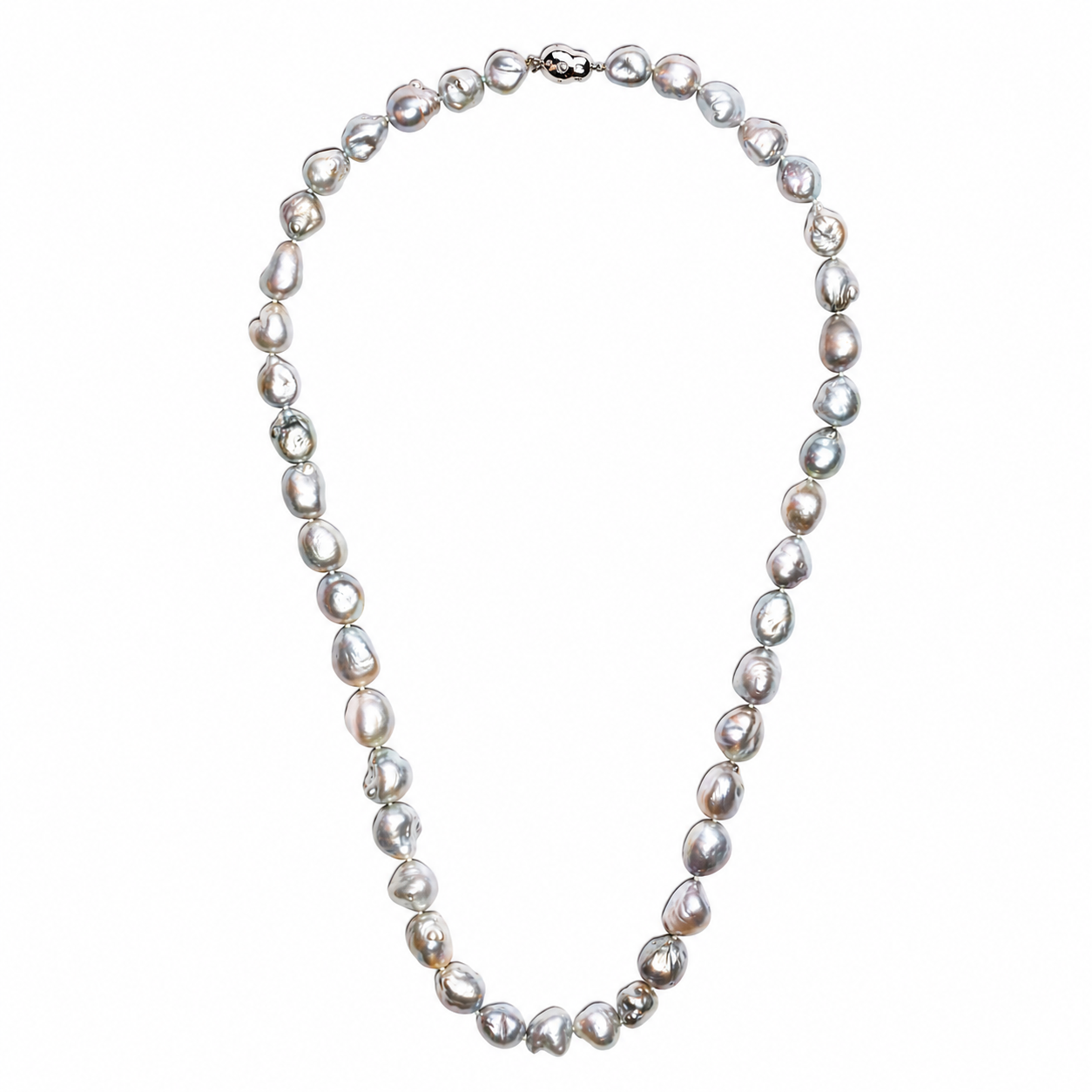 Light grey tahitian baroque pearl strand 