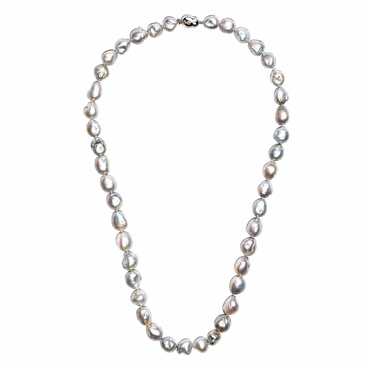 Light grey tahitian baroque pearl strand 