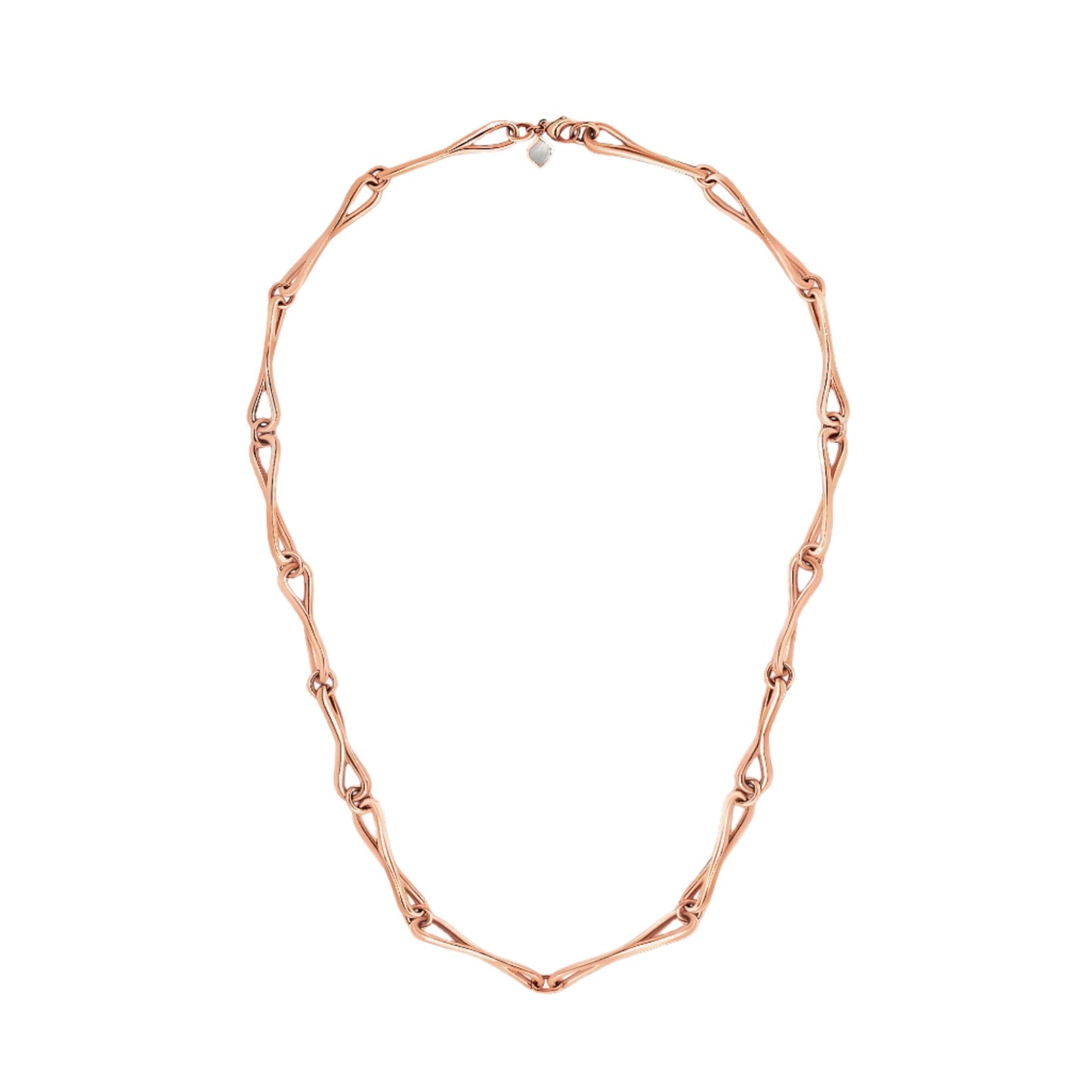 WaterDrop Large Link Necklace in 14k Rose SMO Gold with Mother-of-Pearl Tag