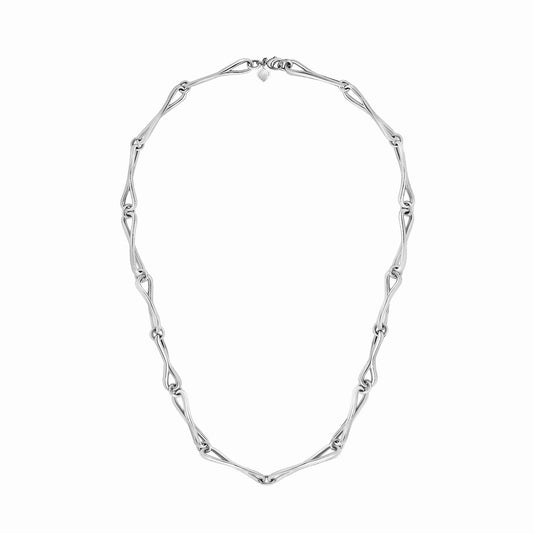 WaterDrop Large Link Necklace in Sterling Silver with Mother-of-Pearl Tag