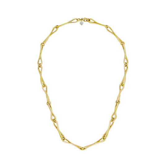 WaterDrop Large Link Necklace in 14k Yellow SMO Gold with Mother-of-Pearl Tag