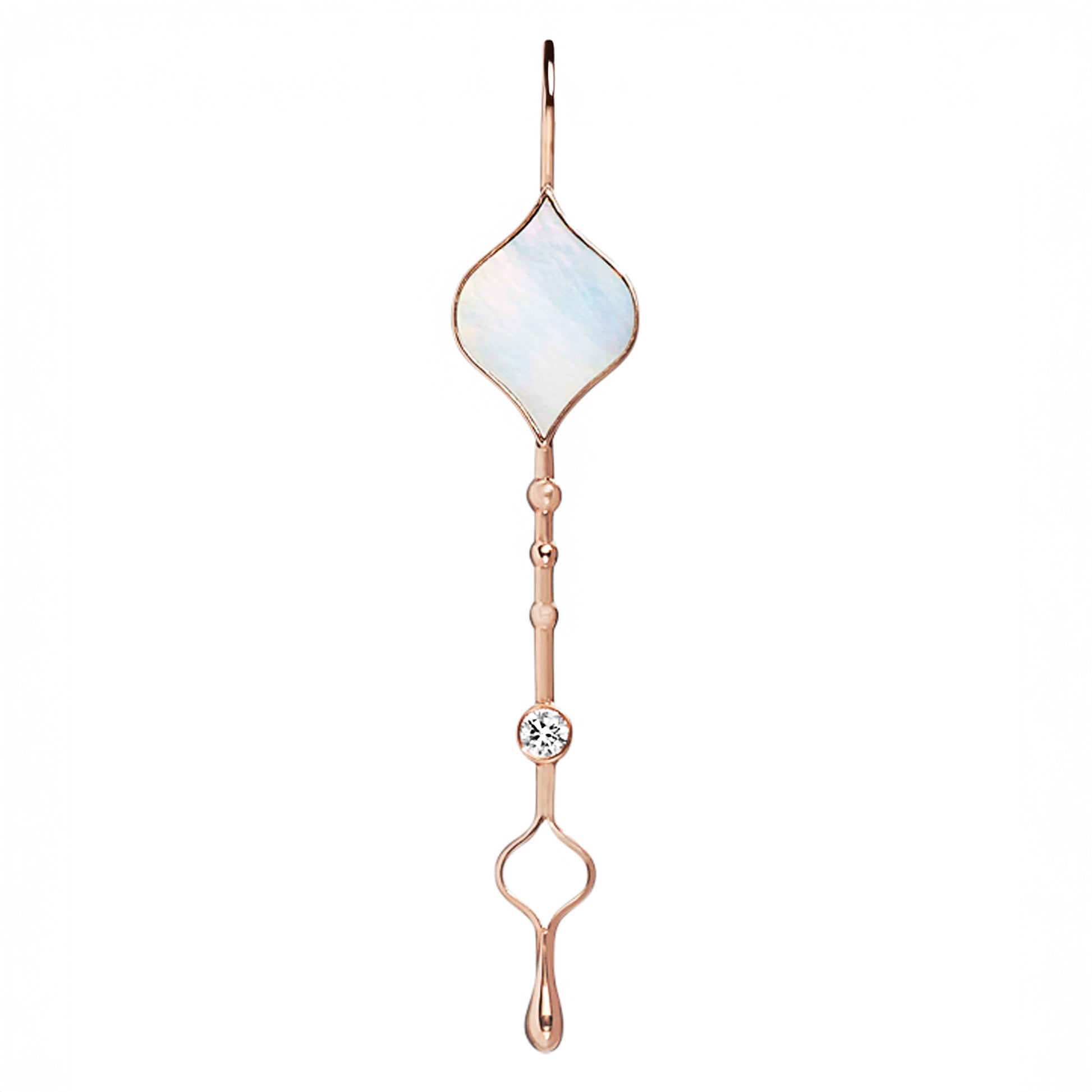 Unity Wand Pendant in 18K rose gold with luminous mother-of-pearl and a lab-grown diamond