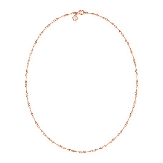 WaterDrop Small Link Necklace in 14k Rose SMO Gold
