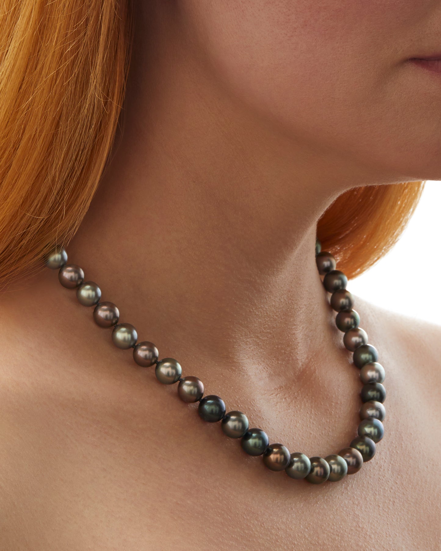 Tahitian Multicolor Round Pearl Necklace in Rose Gold