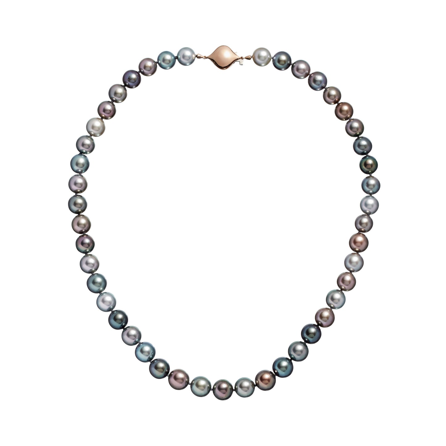 Tahitian Multicolor Round Pearl Necklace in Rose Gold