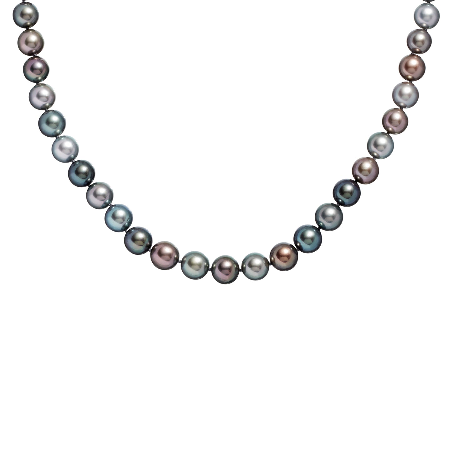 Tahitian Multicolor Round Pearl Necklace in Rose Gold