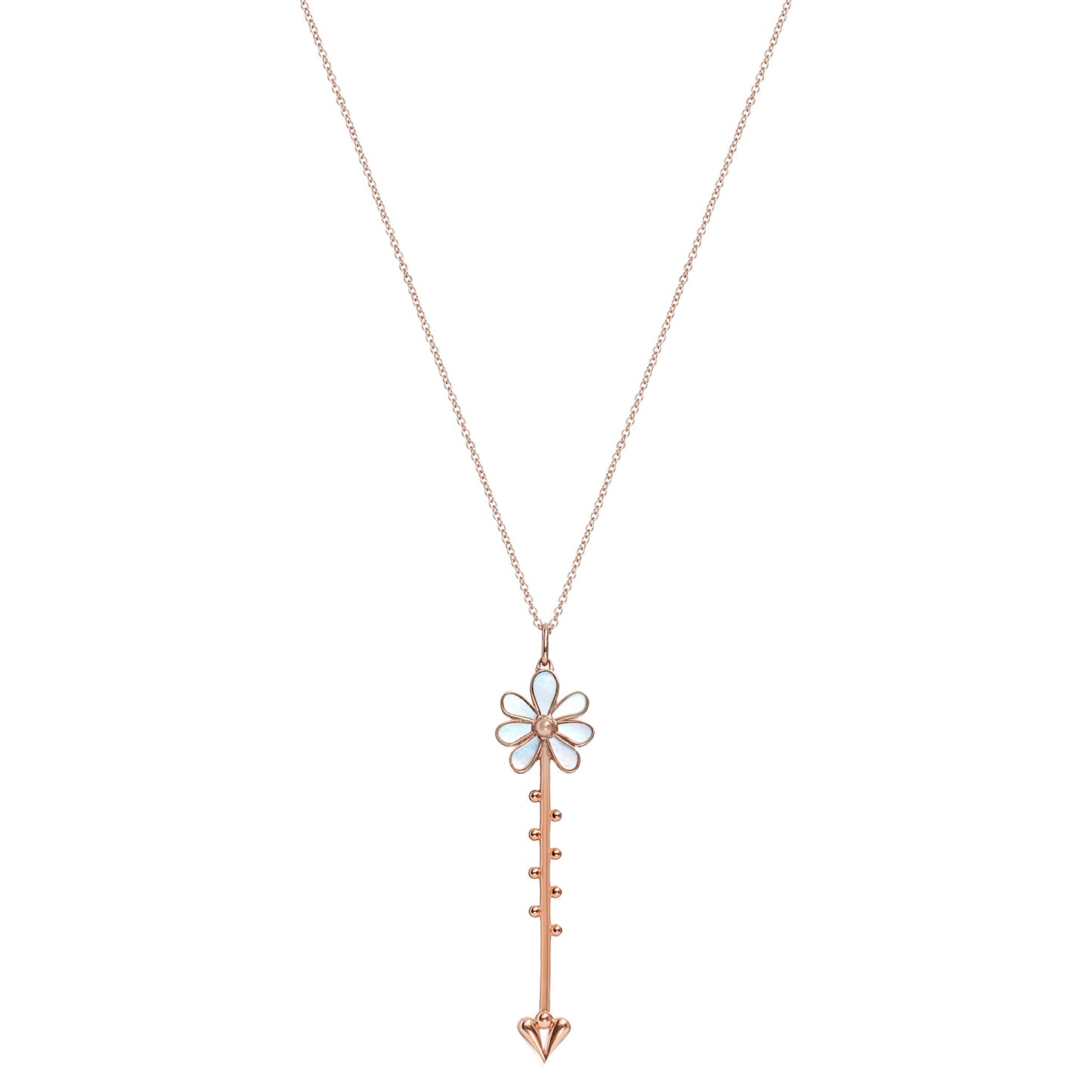 Bloom Wand Pendant in 18K rose gold with luminous mother-of-pearl on a chain