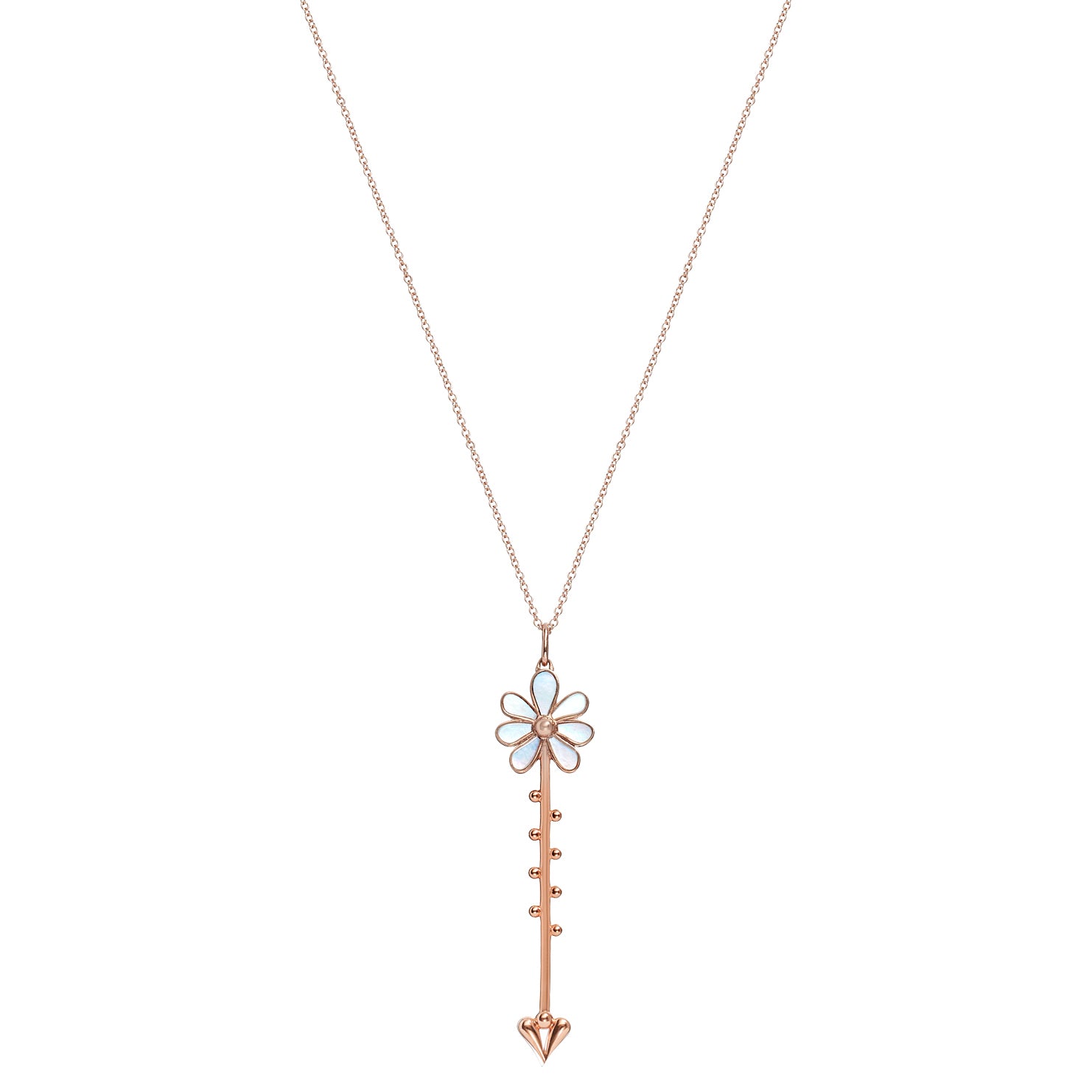 Bloom Wand Pendant in 18K rose gold with luminous mother-of-pearl on a chain