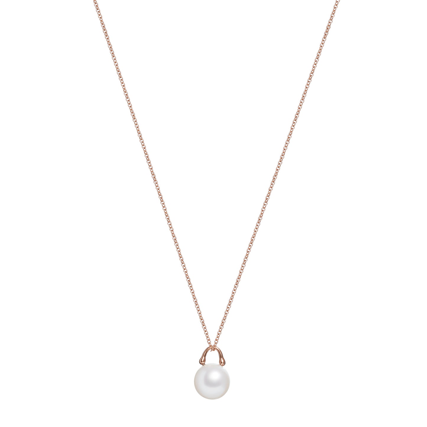 Roseate TreasureLock pendant featuring an 9mm white South Sea cultured pearl set in 18K rose gold. A modern heirloom designed to showcase the exceptional beauty of a single South Sea pearl.