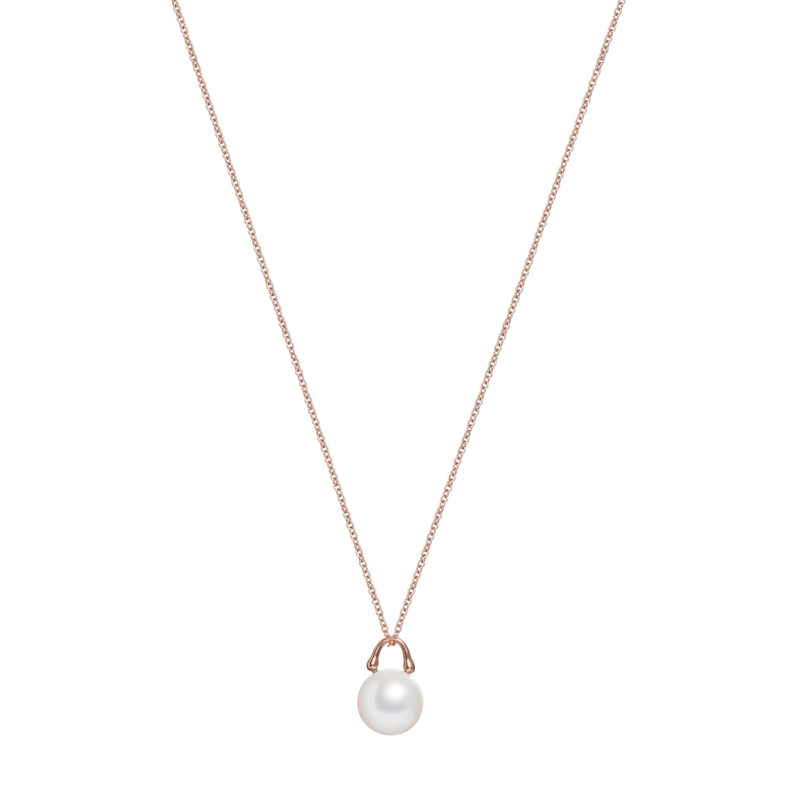 Roseate TreasureLock pendant featuring an 9mm white South Sea cultured pearl set in 18K rose gold. A modern heirloom designed to showcase the exceptional beauty of a single South Sea pearl.