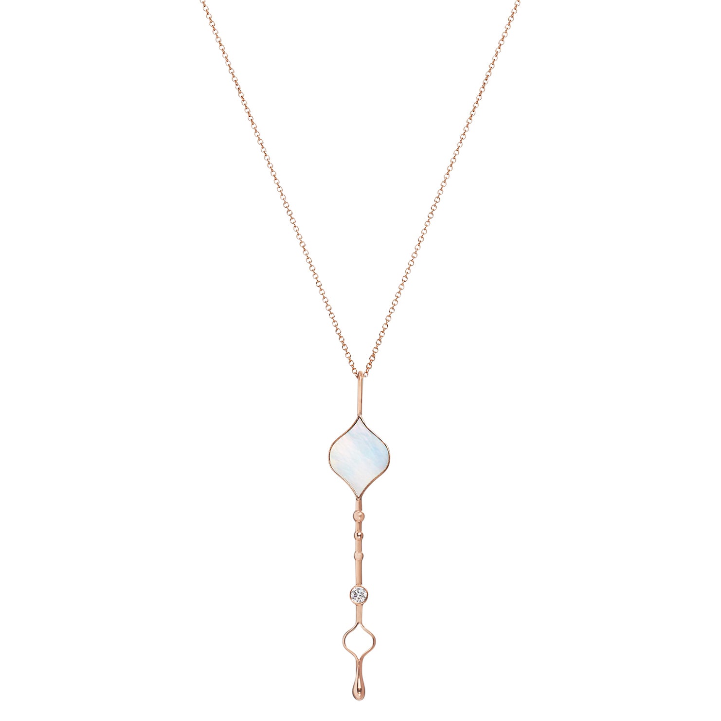 Unity Wand Pendant in 18K rose gold with luminous mother-of-pearl on a chain