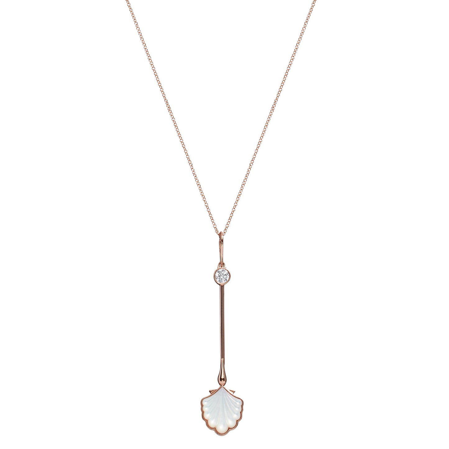 Water Wand Pendant in 18K rose gold with luminous mother-of-pearl on a chain