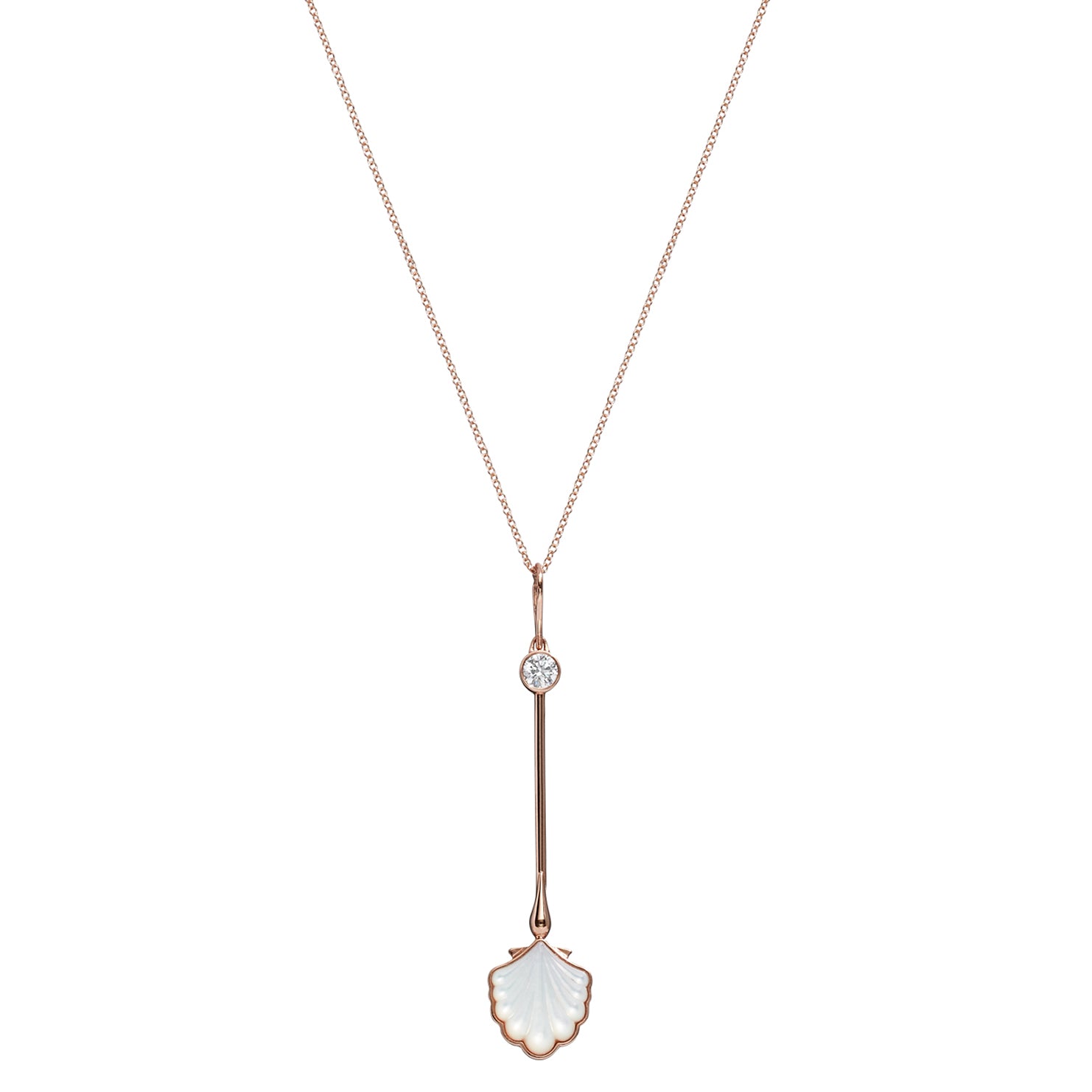 Water Wand Pendant in 18K rose gold with luminous mother-of-pearl on a chain